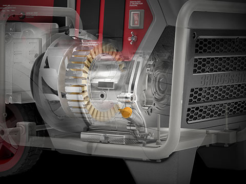 Cut away view of QuietPower™ series inverter generator