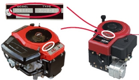 Emplacement de numéro de modèle de moteur de tondeuse autoportée