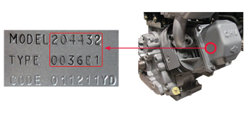 Ubicazione del numero di modello del motore della tosaerba