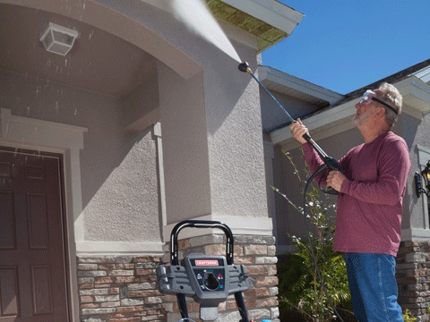 Cleaning Gutters with Pressure Washer