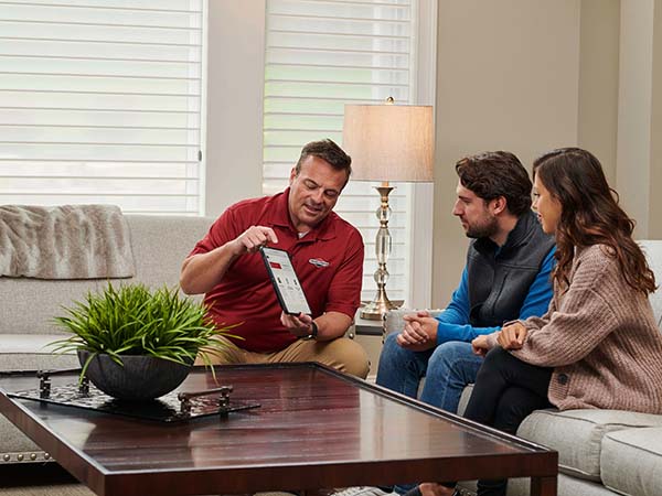 Briggs & Stratton Dealer Consulting Buying Couple on Couch