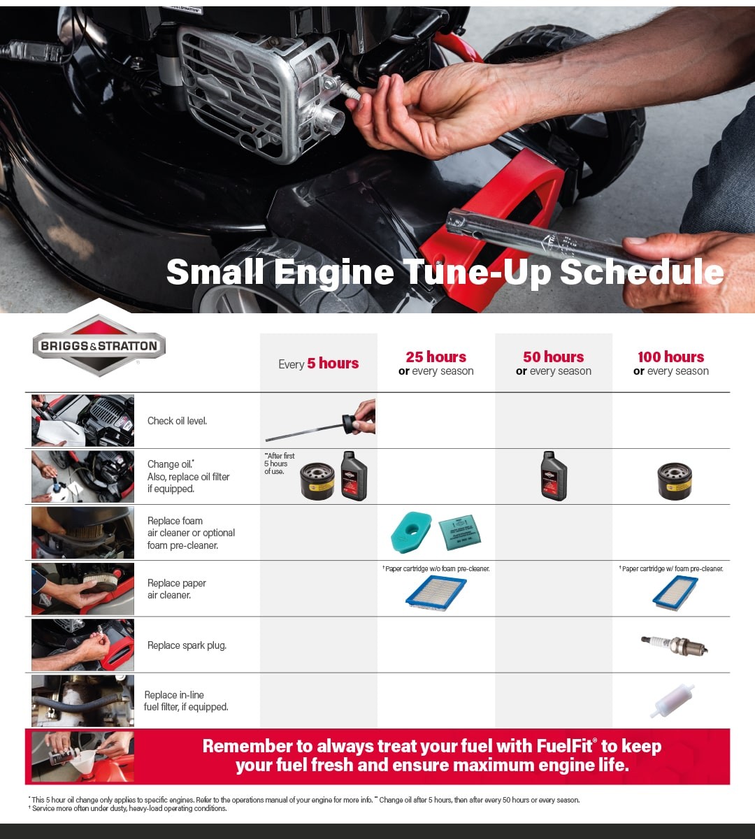 Small Engine Tune Up Schedule Briggs Stratton