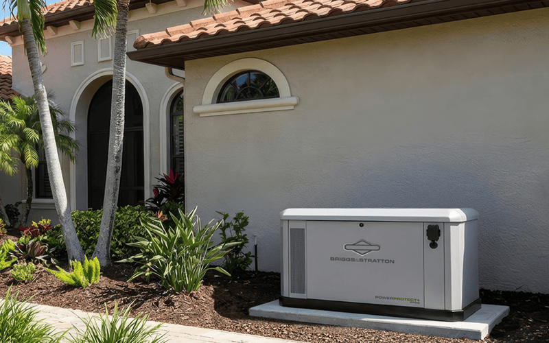 Briggs & Stratton Energy Solutions home standby generator installed outside of a home.