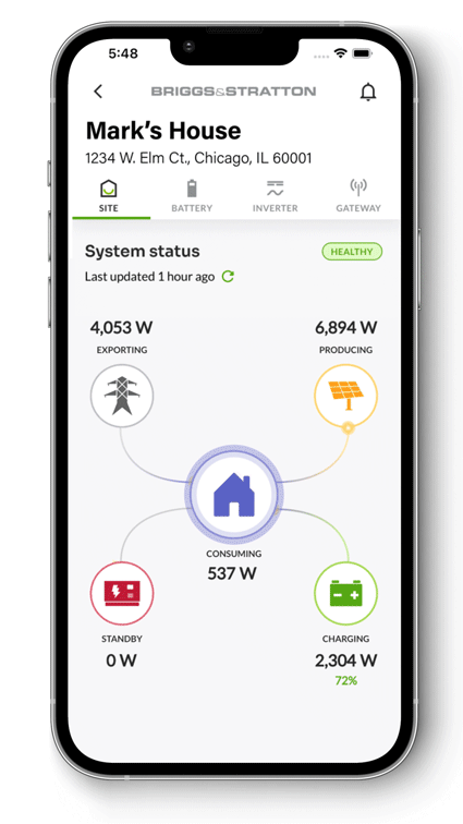 EnergyTrak mobile app interface